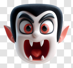 Dracula Head - Cartoon Vampire Face With Fangs Transparent PNG