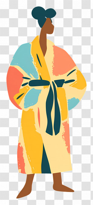Woman In Bathrobe - Person In Colorful Robe Illustration Transparent PNG