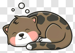 Cute Cat - Sleeping Cartoon Cat With Peaceful Expression Transparent PNG