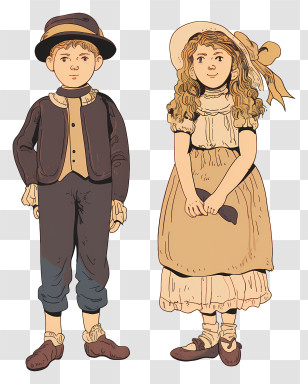 Boy And Girl - Victorian Era Children Transparent PNG