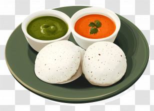 Idli - Traditional Indian Idli With Chutney Transparent PNG
