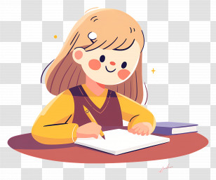 Student Writing - Girl Writing Illustration Transparent PNG