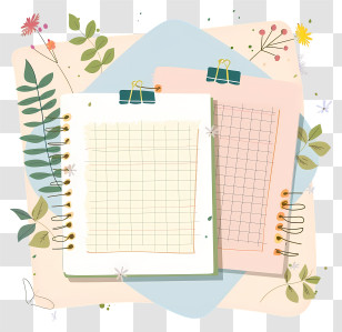Pinned Notebook Paper - Decorative Notebooks With Floral Design Transparent PNG