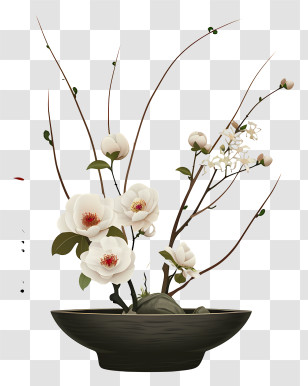 Zen Flower Arrangement - Elegant Flower Arrangement In A Bowl Transparent PNG