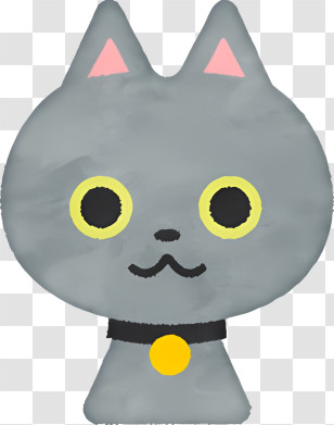 Cartoon Cat - Cute Cartoon Gray Cat With Collar Transparent PNG