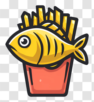 Fish And Chips Icon - Cartoon Fish And Fries Transparent PNG