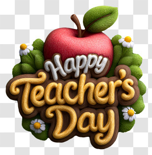 Happy Teachers Day Text - Happy Teacher Day With Apple Transparent PNG
