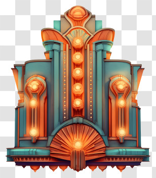 Winter Theater Marquee - Retro Art-Deco Theater Marquee Transparent PNG