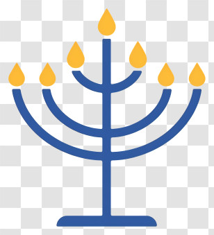 Hanukkah Menorah - Blue Menorah With Candles Transparent PNG