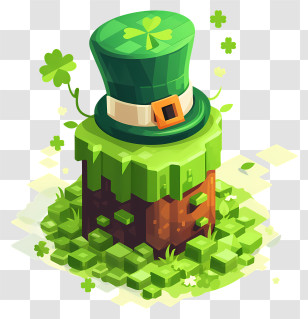 Digital - Green Leprechaun Hat With Shamrock Decoration Transparent PNG