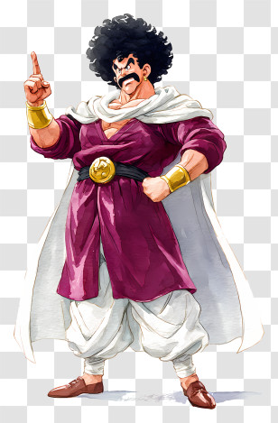 Mr Satan - Muscular Afro Warrior In Purple Robe Transparent PNG