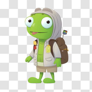 Toca Life World Character - Green Frog With Backpack And Hoodie Transparent PNG
