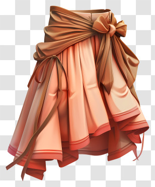 Skirt - Peach-Colored Skirt With Bow Transparent PNG