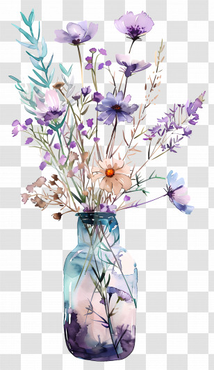 Flowers In Vase - Artistic Flowers In A Glass Vase Transparent PNG