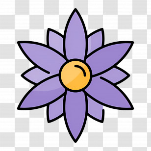 Blue Flower - Purple Flower With Yellow Center Transparent PNG