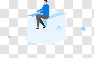 Cartoon Ice Block - Person Sitting On A Large Ice Cube Transparent PNG