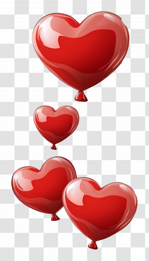 Love Background - Red Heart Balloons For Romantic Celebrations Transparent PNG