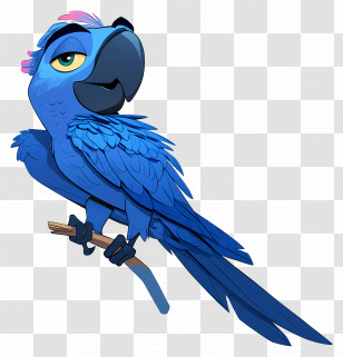 Blue Macaw - Blue Parrot Cartoon Illustration Transparent PNG