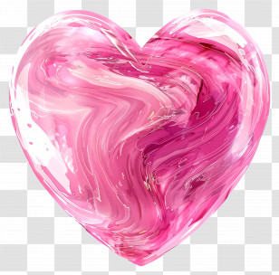 Pink Heart - Pink Marbled Heart Illustration For Love Theme Transparent PNG