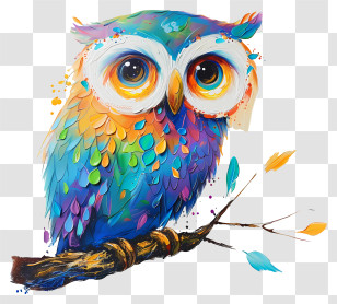 Bird - Colorful Owl Painting Transparent PNG