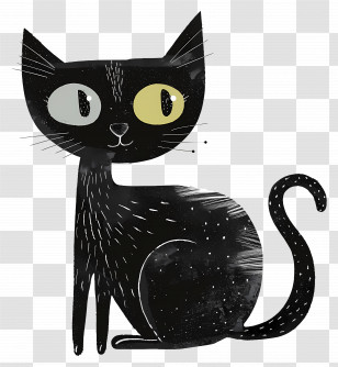 Black Cat - Adorable Black Cat Transparent PNG
