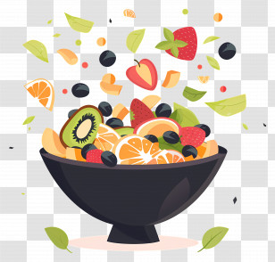 Fruits Salad - Fruit Salad In Bowl With Fresh Fruits Transparent PNG