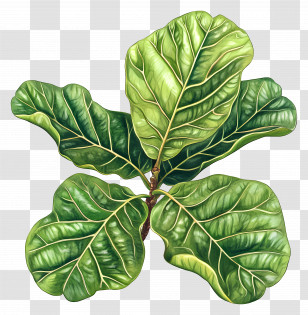 Fiddle Leaf Fig - Green Leaves Botanical Illustration Transparent PNG