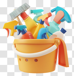 Cleaning Kit - Yellow Cleaning Bucket With Tools Transparent PNG