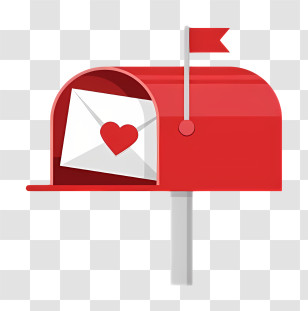 Mail - Red Mailbox With Heart Letter Illustration Transparent PNG