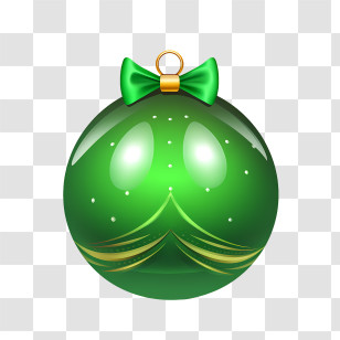 Christmas Ball - Green Christmas Ornament With Bow Transparent PNG