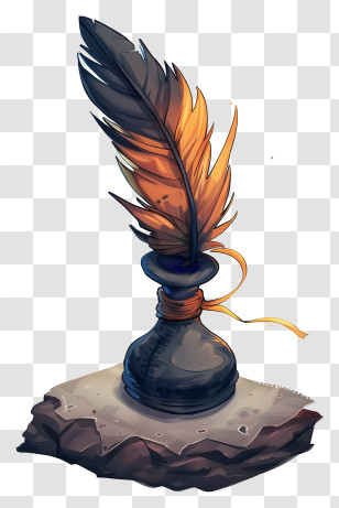 Quill Inkwell - Vintage Feather And Ink Bottle Transparent PNG