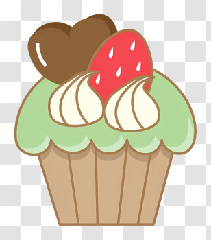 Cartoon - Mint Cupcake With Holiday Decorations Transparent PNG