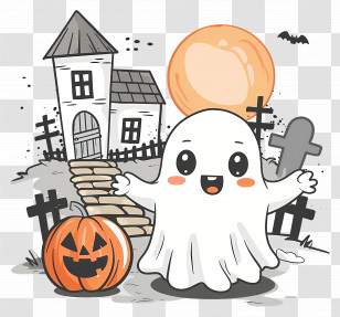 Halloween Ghost - Cute Ghost With Spooky Halloween Charm Transparent PNG