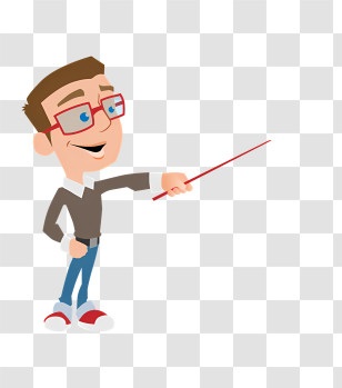 School - Cartoon Teacher Character Pointing Transparent PNG