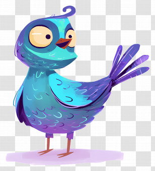 Cute Cartoon Bird - Charming Blue Cartoon Bird Transparent PNG