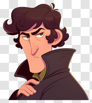 Sherlock Holmes - Serious Cartoon Man In Coat Transparent PNG