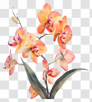 Shenzhen Nongke Orchid - Orange Orchid Flower Illustration Transparent PNG