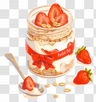 National Parfait Day - Strawberry Parfait In A Jar With Granola Transparent PNG