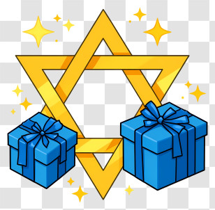 Star Of David - Hanukkah Star With Gifts Illustration Transparent PNG