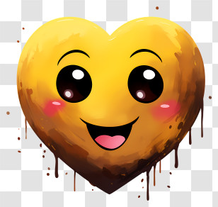 Watercolor Emoji With Heart Eyes - Smiling Heart Emoji Illustration Transparent PNG