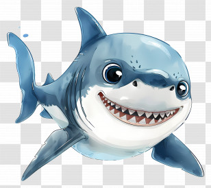 Shark - Cute Animated Shark Cartoon Transparent PNG