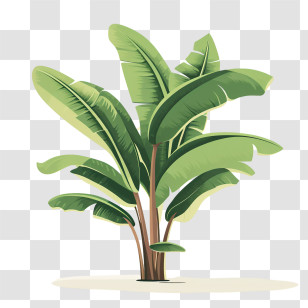 Banana Tree - Banana Plant Illustration With Tropical Leaves Transparent PNG