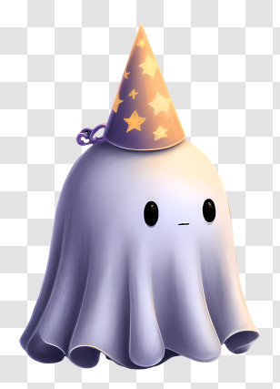 Ghost With A Party Hat - Cute Ghost With Star Hat Transparent PNG