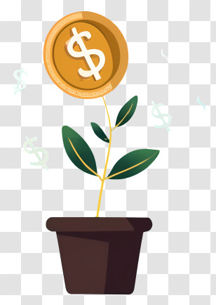 Financial Growth - Money Plant With Dollar Coin Transparent PNG
