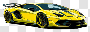 Lamborghini - Yellow Sports Car Illustration Transparent PNG