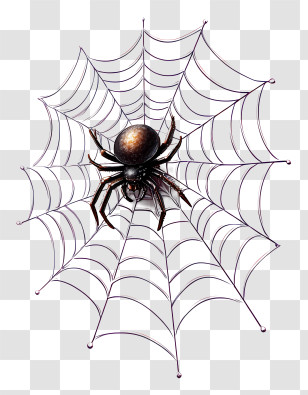 Spider Web - Black Spider On Web Transparent PNG
