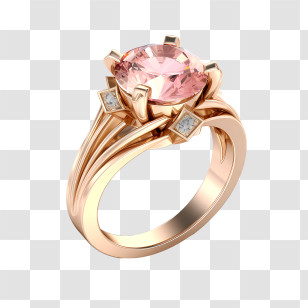 Diamond Ring - Pink Gemstone Ring With Elegant Design Transparent PNG