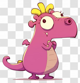 Cartoon Dragon - Purple Cartoon Dinosaur Character Transparent PNG