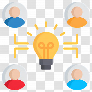Team Brainstorm - Creative Teamwork Around A Lightbulb Transparent PNG