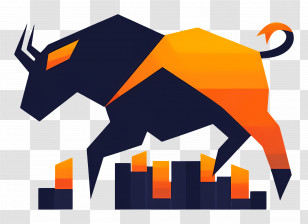 Stock Market - Geometric Bull With Stock Bars Transparent PNG